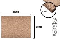 Dalles en liège 3mm  (915mmx610mm) -  à grains moyens - 2
